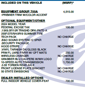 S650 Mustang B&O system specs? DH Sticker