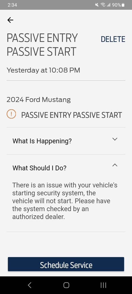 S650 Mustang Passive Entry Passive Start Warning? Ford a
