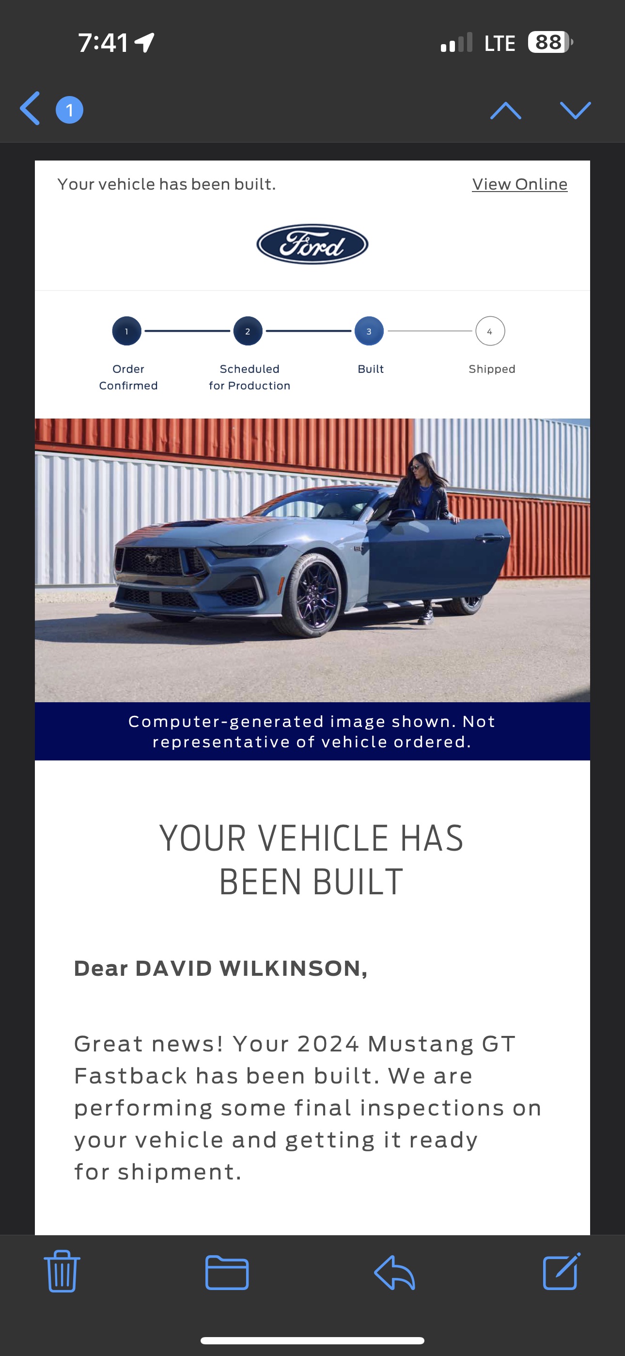 S650 Mustang BUILT & SHIPPED !! Tracker update 2023: What's your status? It’s almost yours–your 2024 Mustang GT has been built!