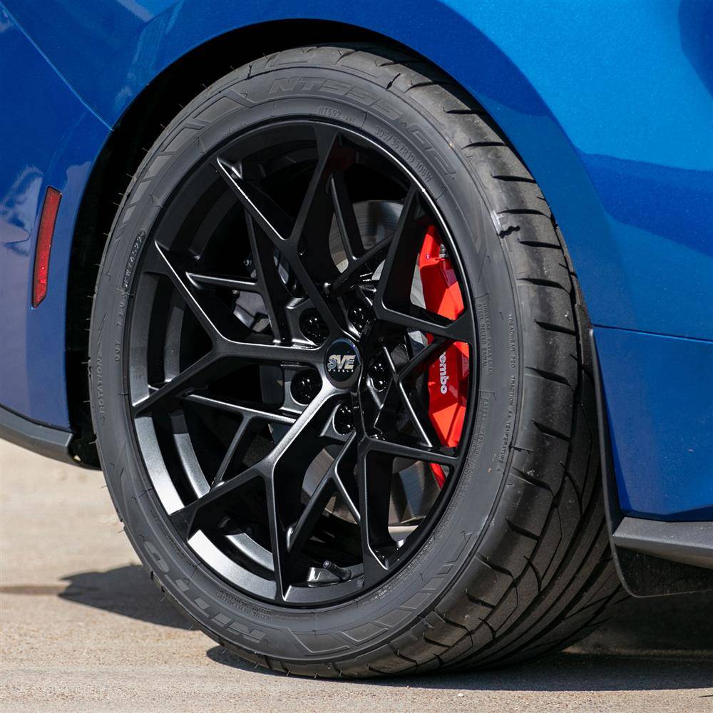 S650 Mustang 2024 Atlas Blue Mustang GT On SVE MHP1 Wheels sve-mustang-mhp1-wheel-kit-19x10-11-gloss-black-15-24_9e7a519a