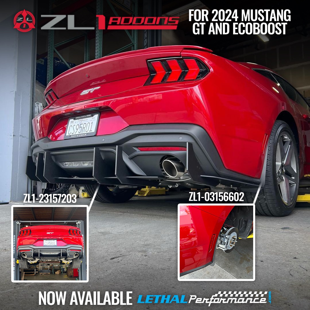 S650 Mustang Splitters, Diffusers, Tow Hooks, and MORE! ZL1 Addons for 2024+ Mustang is here! zl1 addons 2024 rear