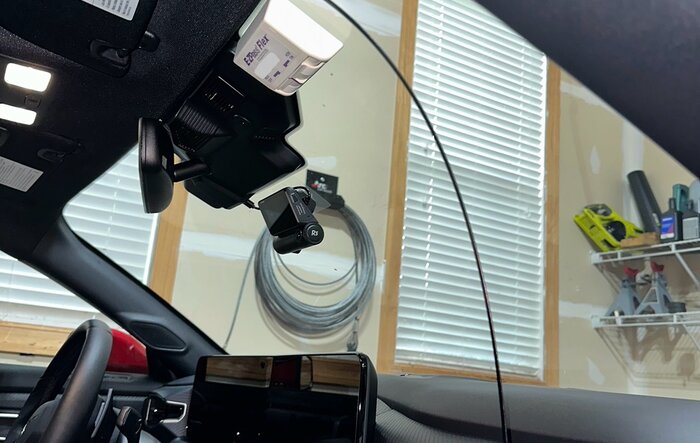 Dashcam rear camera wiring tip -- route wire through headliner