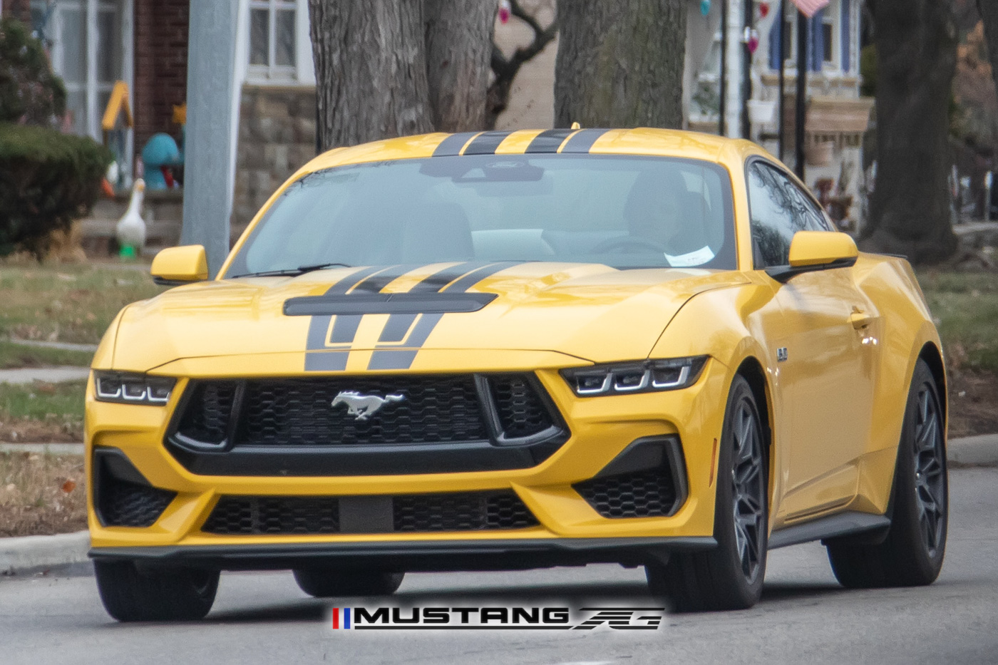 Racing Stripes Spied on Yellow Splash 2024 Mustang GT & EcoBoost (S650