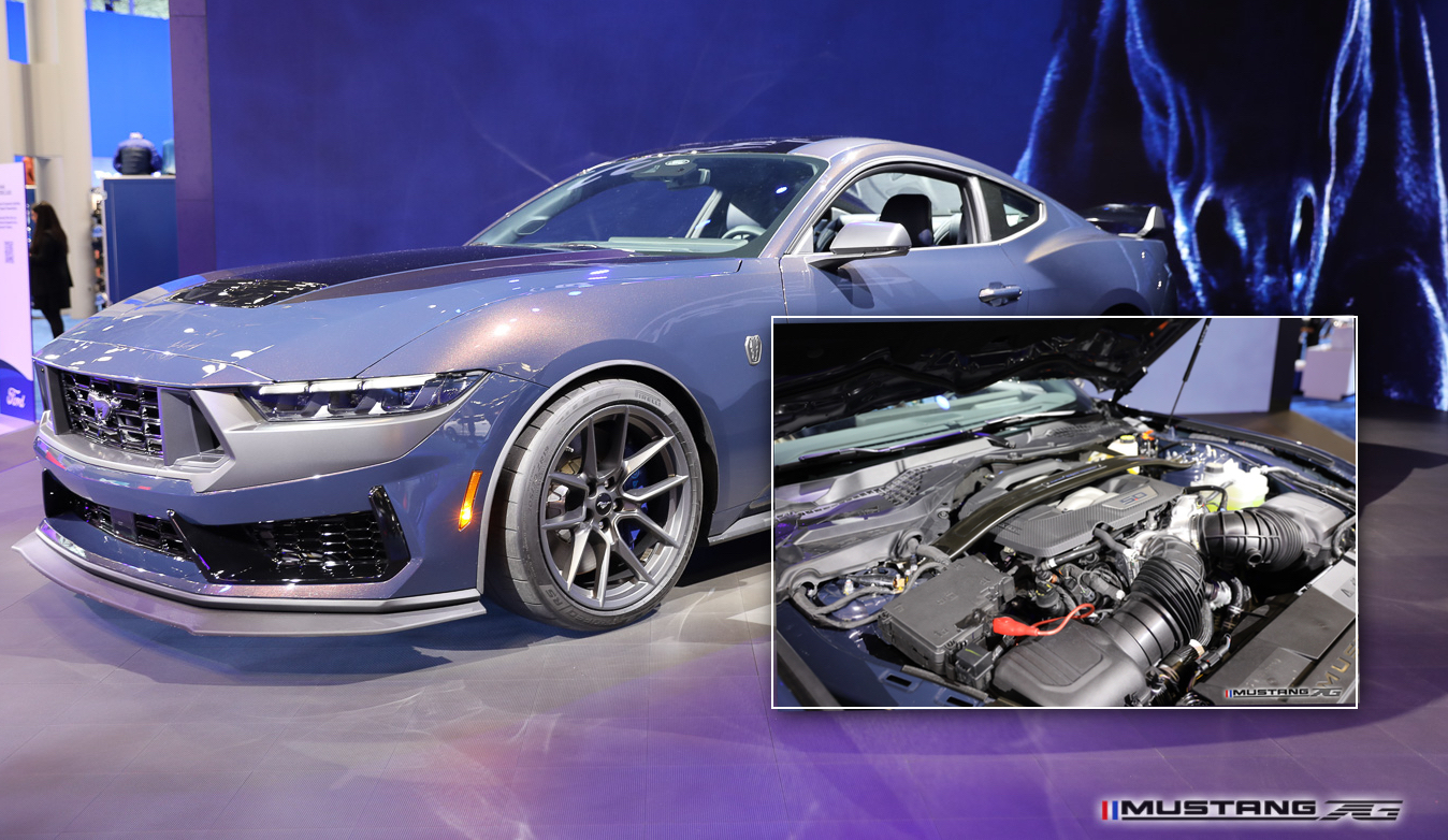NYIAS: Dark Horse Mustang (Blue Ember) & Engine Bay FIRST Look + 2024  Mustang GT Convertible