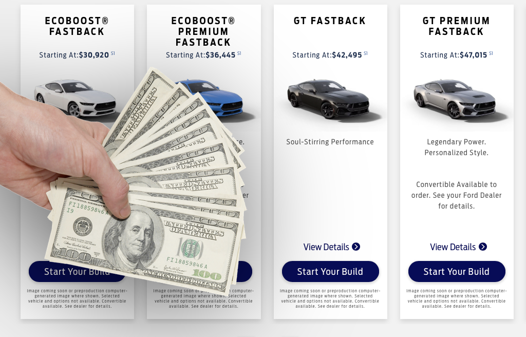 New Ford (Private) Offer 1250 Cash Incentive on 2024 Mustangs (Non